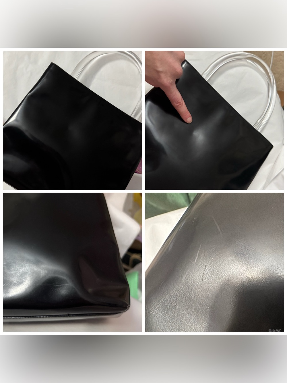 Prada AUTHENTIC Vintage Black Patent Leather Clear Lucite Shopper Tote Bag 90s - Picture 10 of 16